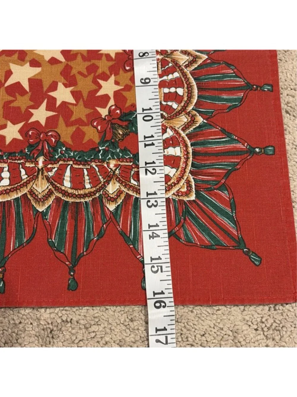 Vintage Holiday Christmas Dinner Napkins Red Holly Bows Stars 16X16